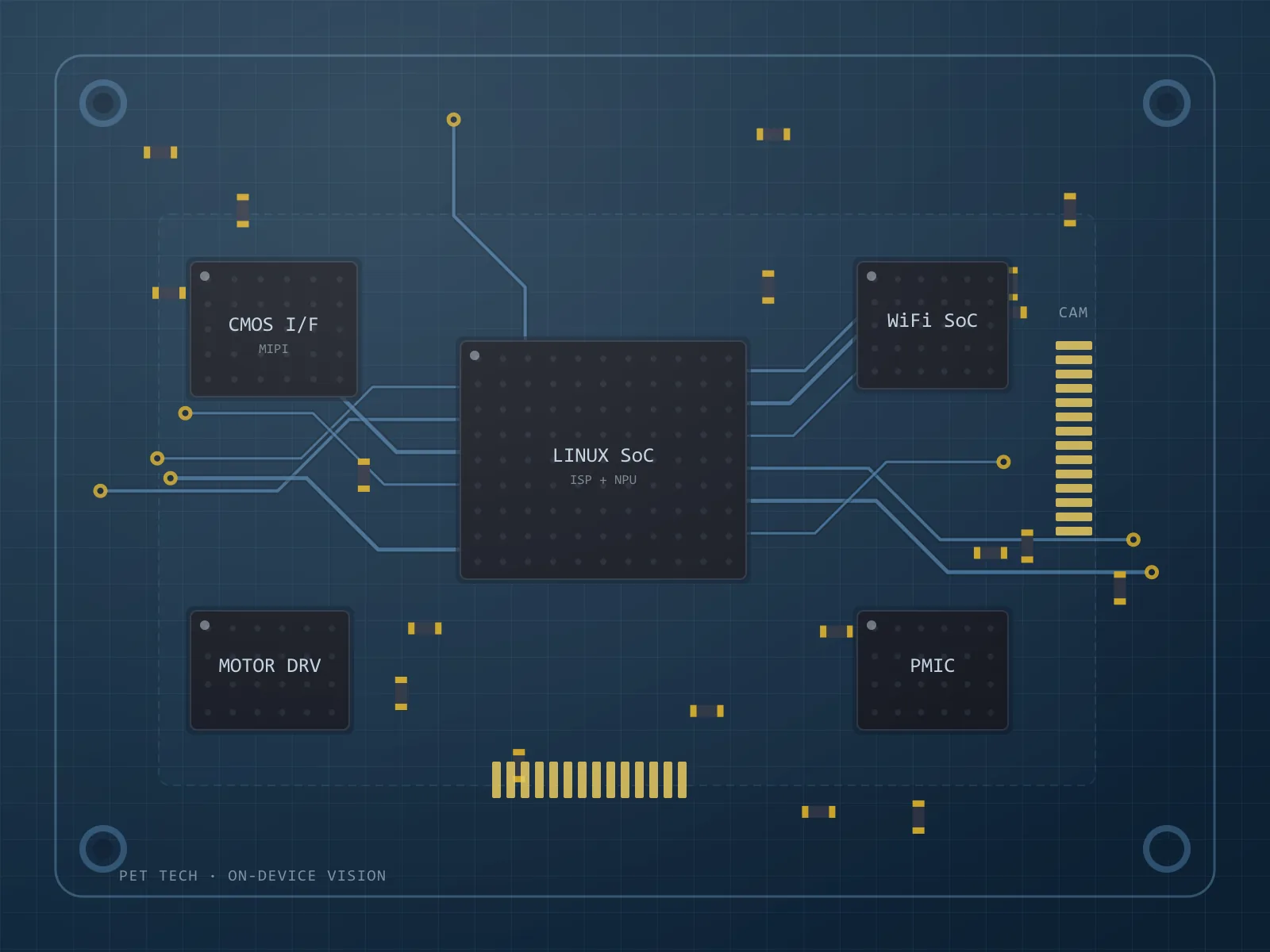 Indicative board architecture for a pet tech project